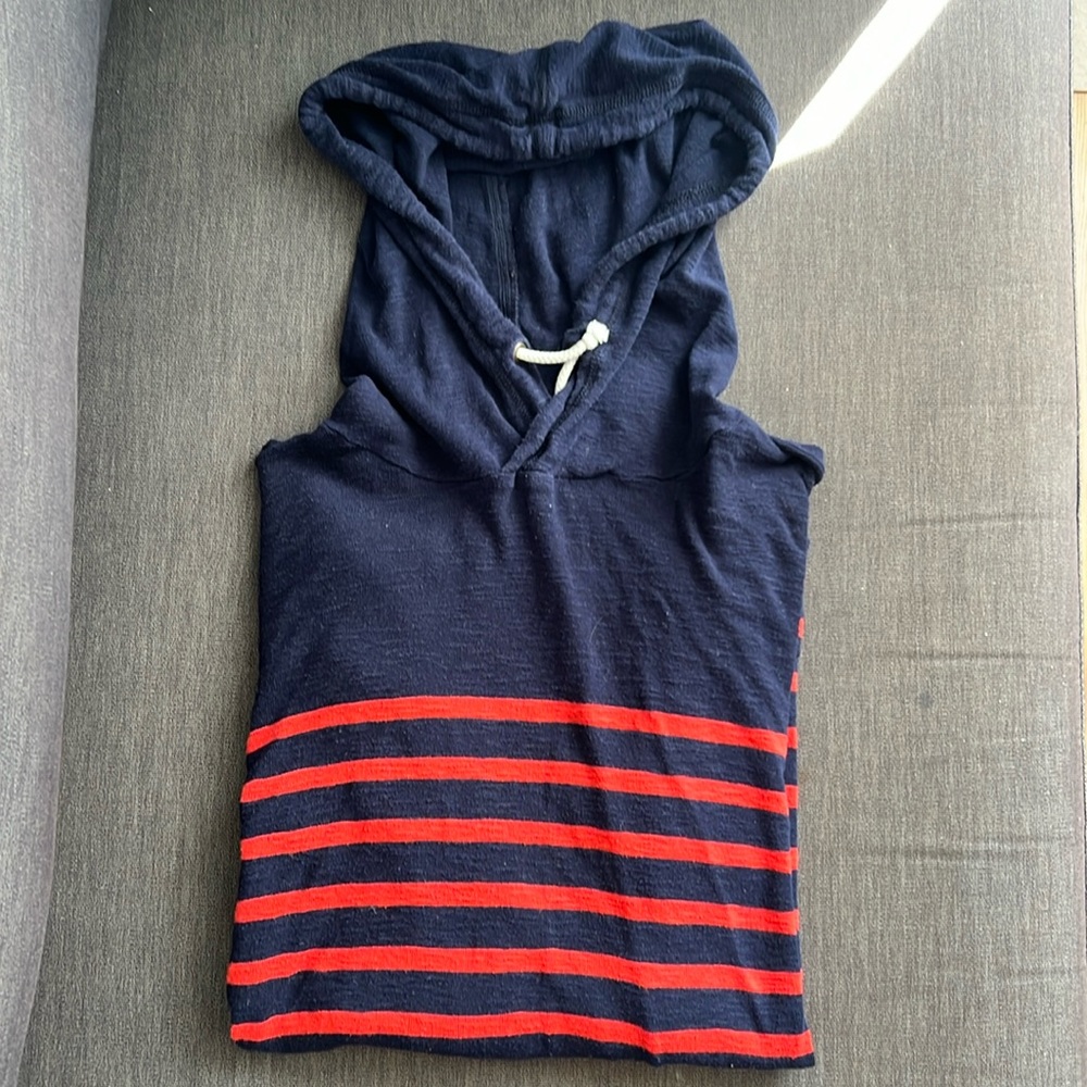 J Crew size small stripped long sleeve pull over with hood